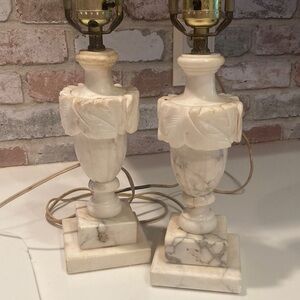 Vintage alabaster marble lamps from Italy pair of table lamps neoclassical 12”